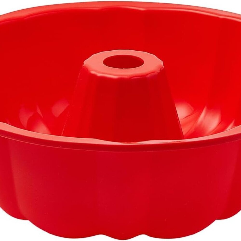 Red Silicone Bundt Cake Pan 10 inch Nonstick Bakeware